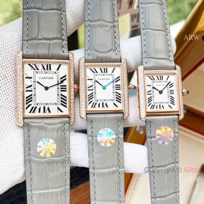 Wholesale Copy Cartier Tank Must Couple watches Rose Gold Diamond-set